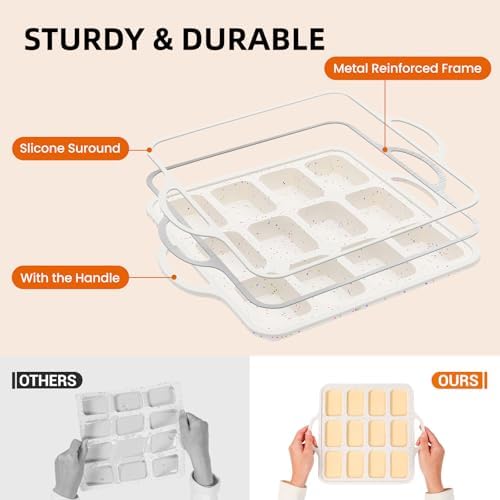 Silicone Mini Loaf Pans with Metal Reinforced Frame,12-Cavity loaf pans 2Pc