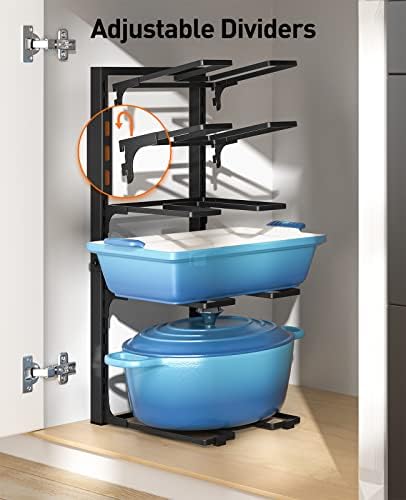 ORDORA Pots and Pans Organizer Under Cabinet 20.8", 8-Tier Adjustable Black