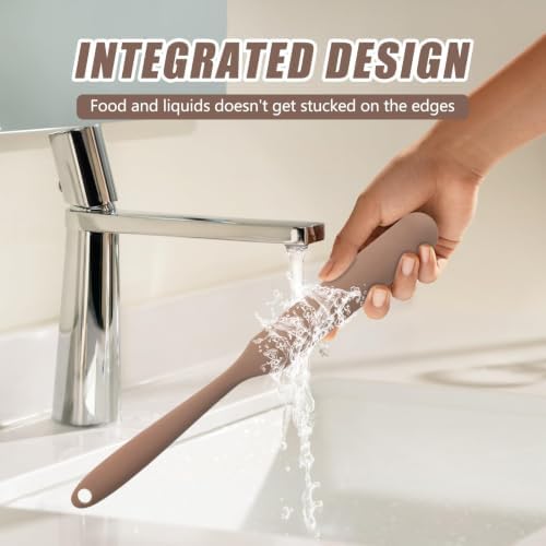 Silicone Jar Spatula,Non-Stick Heat Resistant Kitchen Thin Spatula,Sourdough Stirring Stick,Jam Spreader for Peanut Butter,Cake Cream Butter Spatulas for Scraping Icing Bread Cream (Red)