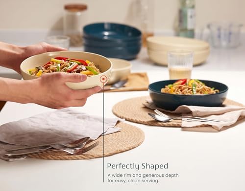 KooK Pasta Bowls, For Soups & Salads, Set of 4, 40 oz, Ivory