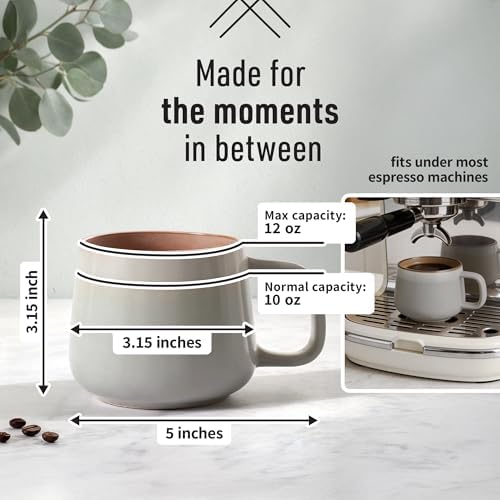 Ava Nord Stoneware Ceramic Coffee Mugs Set of 4 | 12 oz | Sage Ash