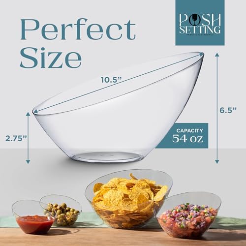 5 Pack Clear Angled Plastic Serving Bowl Disposable for Party Table 54oz