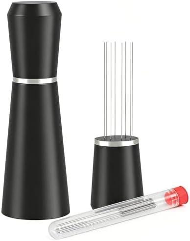 Jeymei WDT Espresso Distribution Tool, Black Espresso Whisk with 8 Needles