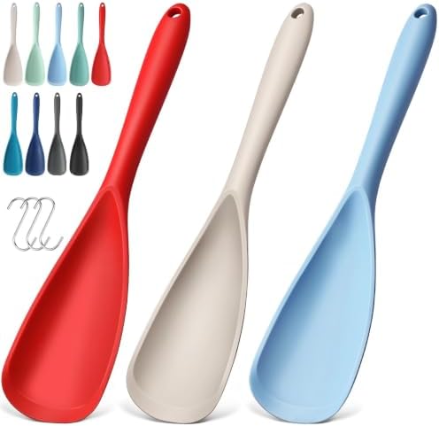 3 PACK Silicone Cooking Spatula & Spoon for Nonstick Cookware, BPA-Free