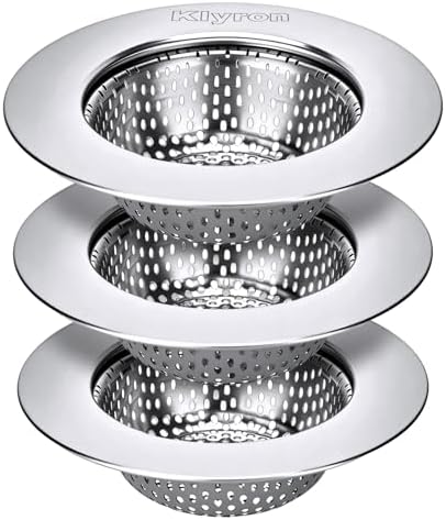 3-Pack Stainless Steel Kitchen Sink Strainer – 2026 Deep Basket Drain Filter, Rust-Proof Food Catcher, Smooth Edge, Fits 3.5" for Kitchen, Utility Sinks, Basins. Anti-Clog, Dishwasher Safe (4.5" OD)