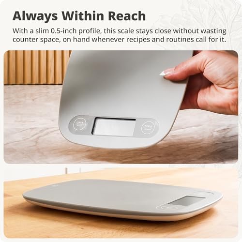 Greater Goods Food Scale, Slim & Compact Build, 1g Precision (Ash Gray)