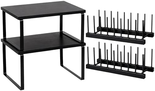 4 Pcs Kitchen Organizer Accessories Set for Cabinet, Black, 11.8 x 7.9''