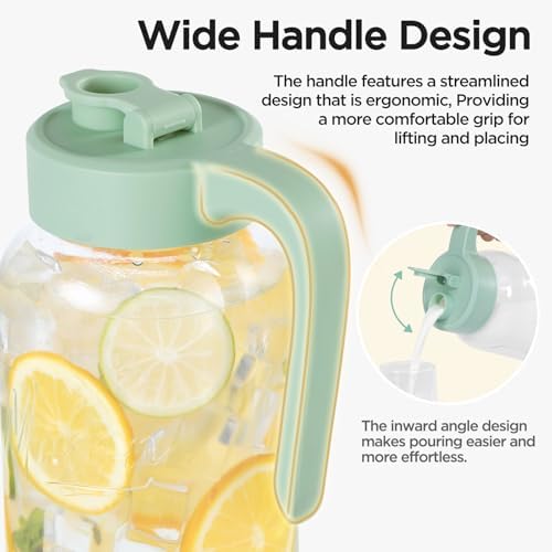 Mason Jar Pitcher, 64 oz (2 quart), Glass Pitcher with Lid