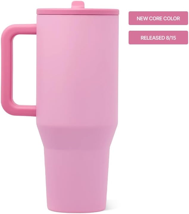 HydroJug Traveler 32oz, Insulated Tumbler with Handle & Straw, Petal