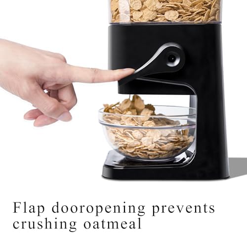 Cereal Dispenser Countertop, 5L Kitchen Organization Cereal Containers Storage, Desktop Candy Dispenser Plastic Cereal Dispenser, Snack Containers Can Hold Granola, Dry Food, Grain (Black, 3Pc)