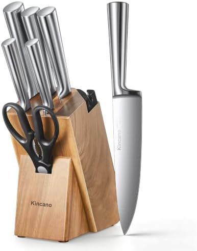 Knife Set 7 Piece German Steel Kitchen Knife Block Set