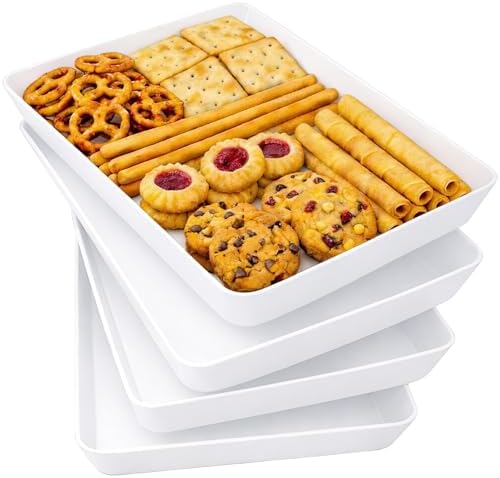Lifewit 4-Pack Large Serving Tray, 14.5 x 9.5 Plastic Food Serving Platter