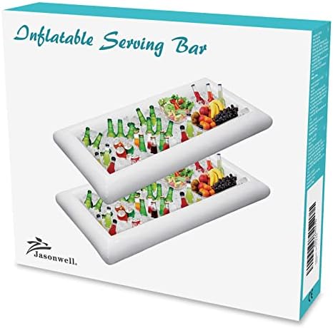 Jasonwell Inflatable Serving Bars Ice Buffet Salad Serving Trays Food Drink Holder Cooler Containers Indoor Outdoor BBQ Picnic Pool Party Supplies Luau Cooler w Drain Plug