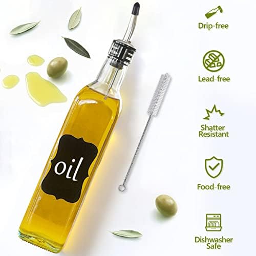 Showvigor Olive Oil Dispenser, 2 Pack 17oz/500ml Square Tall Glass Bottle