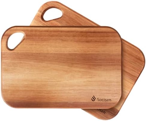 Socisen 2-Pack Small Acacia Wood Cutting Boards 8.6" Mini Charcuterie Board