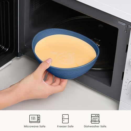 Wheat Straw Bowls Set 26 OZ, Unbreakable Cereal Bowl 4 Pack, Bowls for Kitchen, Microwave Safe Plastic Bowls Reusable, Serving Bowls Set for Dinner, Cereal, Salad, Oatmeal, Soup (Matte Multi)