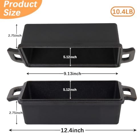 9×5 in Cast Iron Loaf Pans with Lids Even Heat Distribution for Baking Bread, Non-Stick Bread Pans for Homemade Sandwich and Sourdough Bread