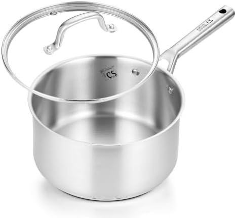 KOCH SYSTEME CS 4QT Stainless Steel Saucepan with Lid, Large Sauce Pan