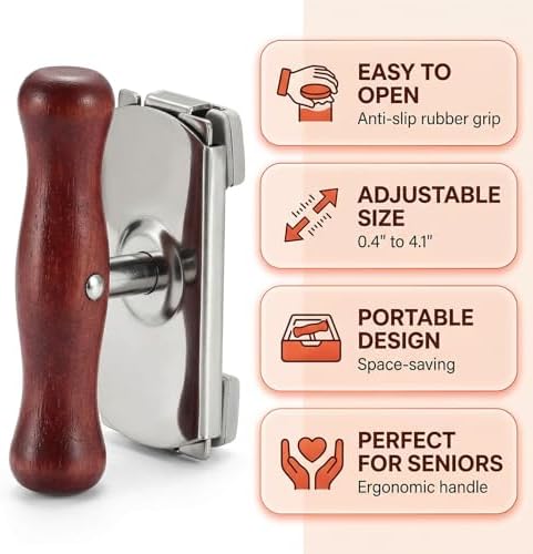 Jar Opener for Seniors with Arthritis & Weak Hands, Easy Twist Jar Openers, Adjustable Multifunctional Jar Lid Opener, Jar Bottle Cap Opener Gripper, Useful Gifts for Elderly/Women/Men