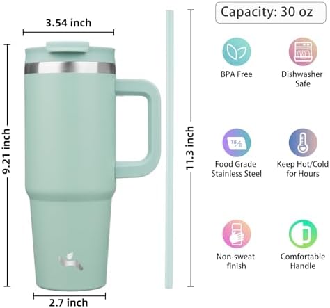 Konokyo 30 oz Insulated Tumbler Water Bottle with Handle, Straw Lid