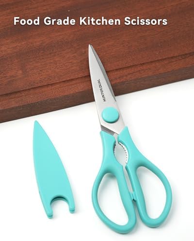 Kitchen Scissors for Food, HUNTER.DUAL Heavy Duty Come Apart Poultry Shears for Cooking, All Purpose for Cutting Chicken, Meat, Fish & Vegetables (Auqa, 8.35 Inch)