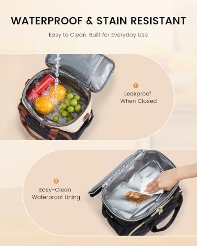 LOVEVOOK Insulated Lunch Bag for Women Men, Large Double Deck Lunch Box