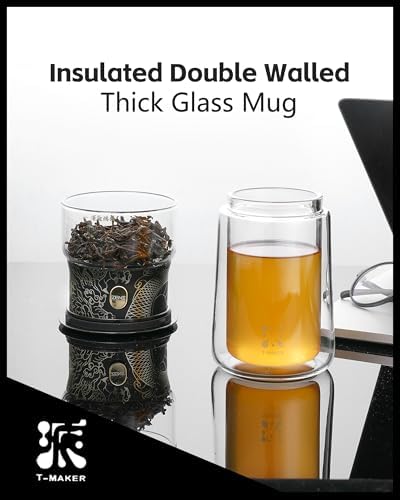 ZENS Glass Infuser Teapot, Cool One Touch Tea Maker For Loose Tea, Dragon