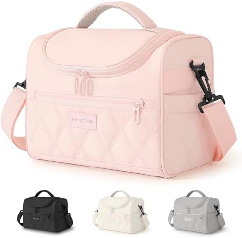 Insulated Lunch Bag Women Men Leakproof With Cup Holder, Pink