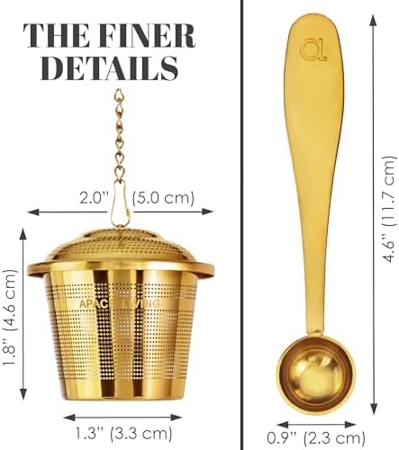 Tea Infuser Set of 2 with Tea Scoop & Drip Trays, Loose Leaf Tea Strainer