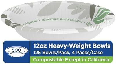 Dixie Ultra 12 oz Heavy-Weight Paper Bowls By GP PRO, Pathways Design, 500 Count (125 Disposable Bowls Per Pack, 4 Packs Per Case), SXB12WS