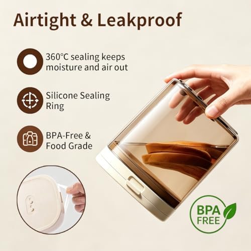 Airtight Food Storage Container with Magnetic Scoop & Built-in Leveler, 800ML Coffee Canister with Date Tracker, BPA Free UV Blocking Food Container for Coffee Beans, Ground Coffee, Tea, Sugar & Flour
