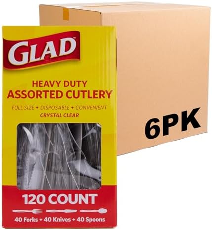 Glad Clear Disposable Plastic Cutlery Set, 120 Count Value Size, 6-Pack