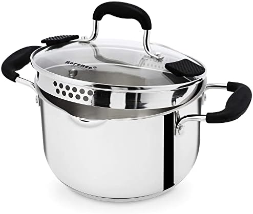 Rorence 3.7 Quart Stainless Steel Stock Pot with Lid, Pasta Pot for Cooking