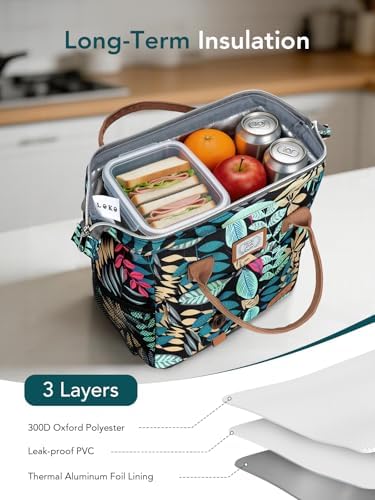 Lekesky Insulated Lunch Bag Portable Lunch Bag for Women-11L, Forest