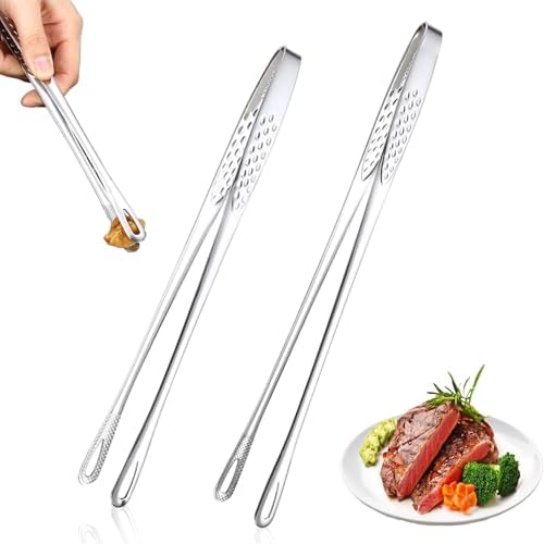 Stainless Steel Grill Tongs, 2025 New Kitchen Tweezers for Cooking, Korean and Japanese BBQ Stainless Steel Grill Tongs, Portable Kitchenware for Home Outdoor BBQ (2pcs, 9.5in+11.5in)