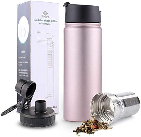 Sivaphe Infuser Travel Mug with Removable loose leaf Tea Strainer Tea Filter Water Bottle 18/8 Stainless Steel Insulated Tumbler for Women Rosegold
