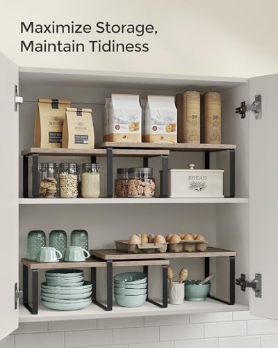 SONGMICS Cabinet Organizer Shelf, Set of 4 Spice Rack, Kitchen Storage