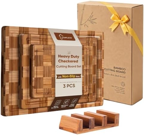 Bamboo Cutting Board Set of 3 Wooden Cutting Boards for Kitchen Wood