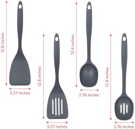 Glad Kitchen Utensils Set, 8pcs - Nonstick Cooking Tools with Utensil Holder - Nylon Spoon, Ladle, Skimmer, Spaghetti Server, and Turner Spatula Set - Dishwasher Safe, Grey