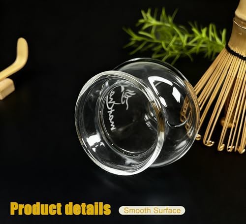 Glass Matcha Whisk Holder, Matcha Chasen Holder, Matcha Whisk Stand for Bamboo Matcha Chasen, Matcha Set Accessories for Tea Ceremony (Frosted pattern)