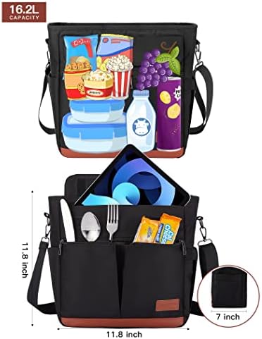 JOYHILL Lunch Box for Women Lunch Bag 16L Insulated Leakproof Work Black