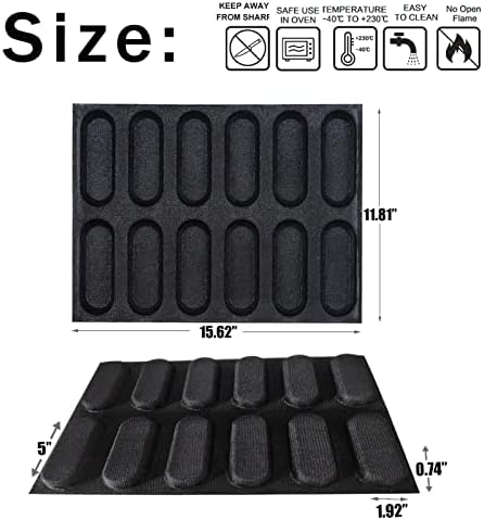 Dioycli Bread Mold for Baking Silicone Mini Baguette Bread Pan, 12-Loaf