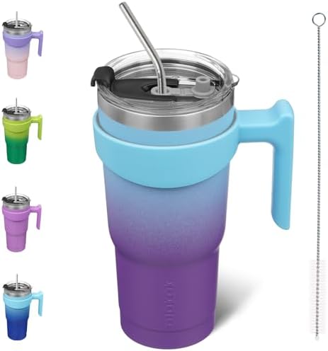 BJPKPK 20 oz Tumbler with Handle & Straw, Insulated Stainless Steel Mug