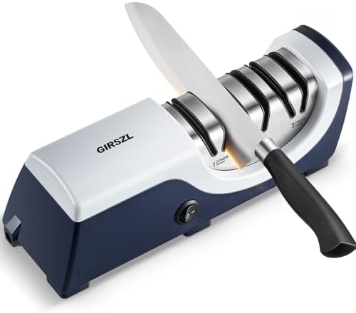 Kitchen Professional Electric Knife Sharpener: 3-Stage 100% Diamond Knife Sharpeners - 15° Precision Electric Sharpening Tool to Restore & Polish Chef Knives | Gift Choice for Chefs & Dads