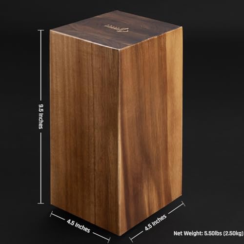 SENKEN Rotating Magnetic Knife Block without Knives, Natural Acacia Hardwood - 360 Degrees Rotation - Ultra Strong Neodymium Magnets, Universal Knife Holder & Storage (Rotating Magnetic Block)