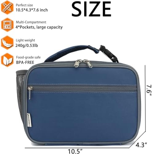 GYEUKHAM Insulated Lunch Box for School, Thermal Reusable Durable Freezable Lunch Bags for Kids Boys Girls Men Women - Small Soft Cooler Portable Lunch Tote Kit for Work Picnic Travel,Cyan