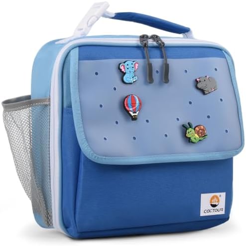 CaCTOUR Lunch Box Kids,Fun Color Lunch Box for Boys,Large Soft Cooler Lunch Bag for Kids,Back to School Thermal Insulated Lunch Tote Bag for School Daycare Outdoor (Dark Blue)