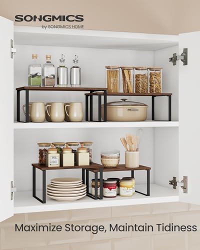 SONGMICS Cabinet Organizer Shelf, Set of 2 Spice Rack, Kitchen Storage