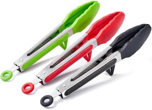 9" Kitchen Tongs for Cooking with Silicone Tips, Serving Tong for Salad BBQ