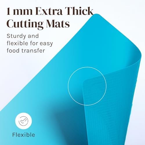 Plastic Cutting Boards for Kitchen, Flexible Mat Set of 4 Thick Large 15x12